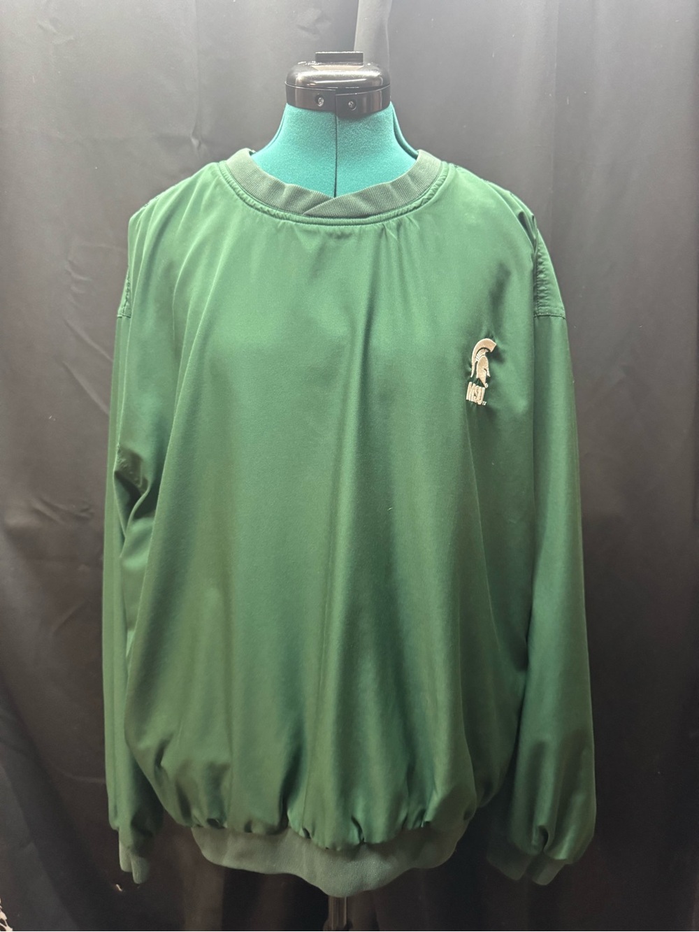 AFinity Dark Green Crewneck Windbreaker with Embroidered Spartan Logo